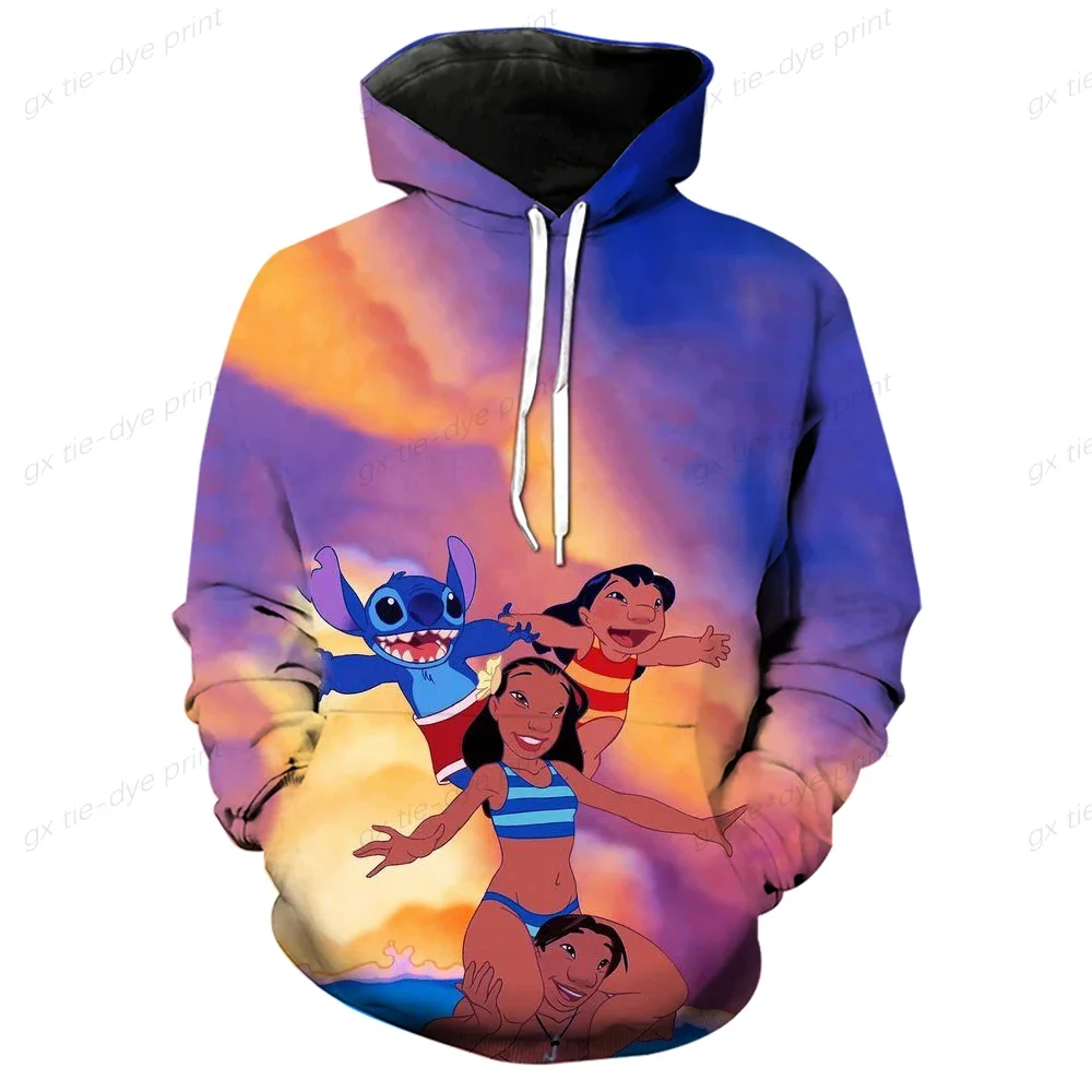 Lilo Stitch Hoodies Boys Girls MINISO Men's Hoodies 3D Print Oversized Pullover Fashion New Men's Hoodies Disney Men's Clothing