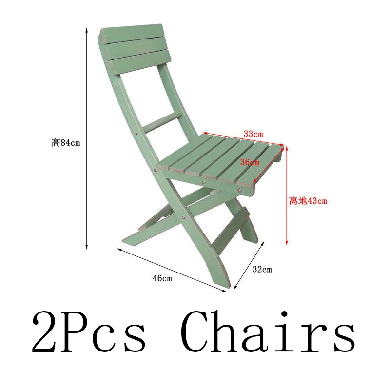 Proste chińskie jodły Składane krzesło Stół Casual Balkon Meble do salonu Fotele Kolor drewna Zielony