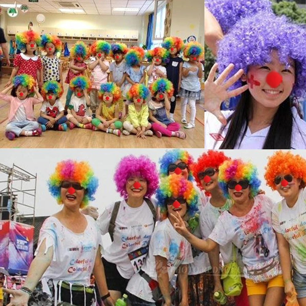 Carnival อีสเตอร์ Joker Curly วิกผมสั้น Wavy Curly ผมสายรุ้งระเบิดวิกผมสําหรับ Daily Party Headhair ผู้หญิงผู้ชายเด็กสวมวิกผม