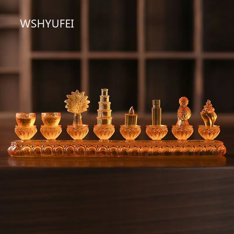 Continuous Light Buddha Hall Resin Auspicious Lamp Ornament Household Chinese Buddhist Utensils and Supplies Decorations