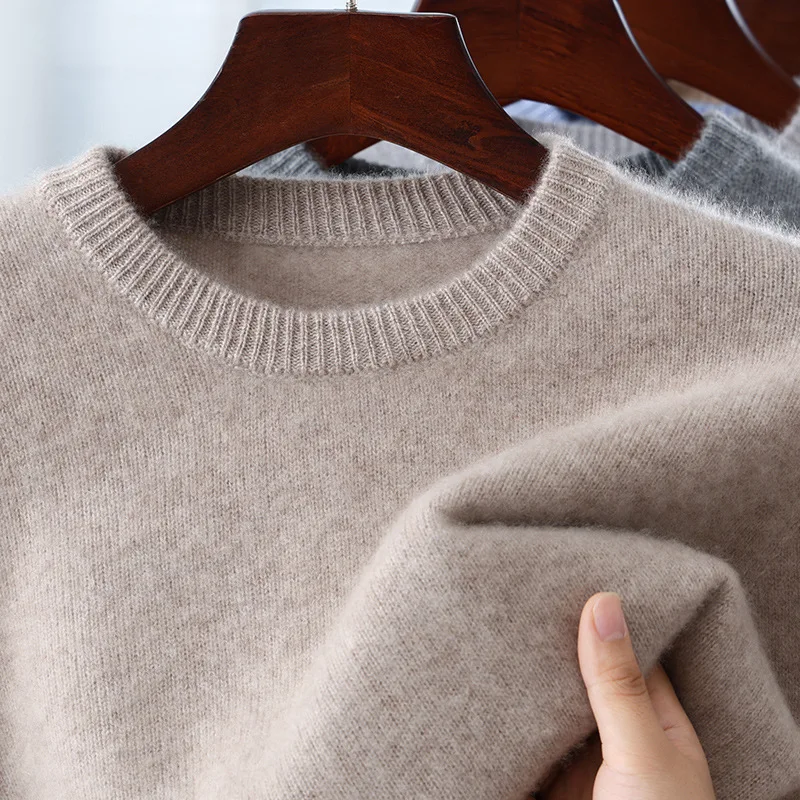 

Men'S Pullover Sweater Inner Wear Autumn Winter Wool Sweater Round Neck Middle-Aged Thick Trendy Base Layer Casual