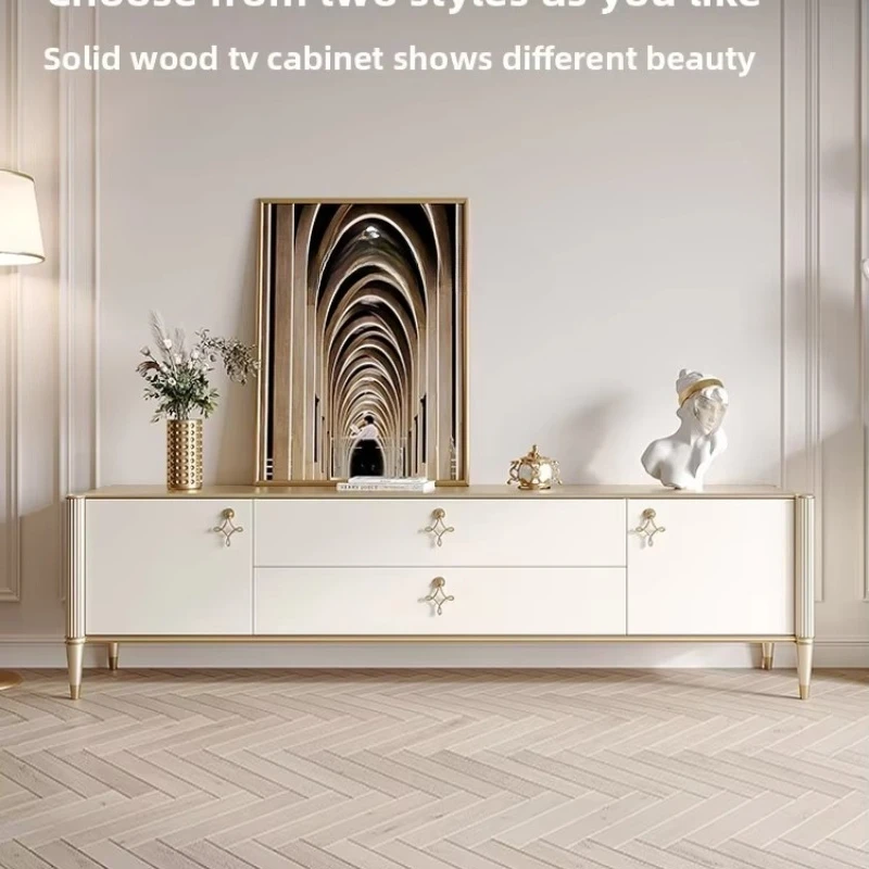 Solid Wood Shell TV Cabinet Floor-standing TV Cabinet with Drawers
