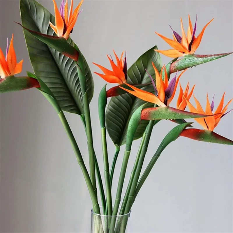 1PC Artificial Strelitzia Fake Flower Bird of Paradise 60cm Simulation Plant for Floral Arrangement Art Holiday Home Party Decor