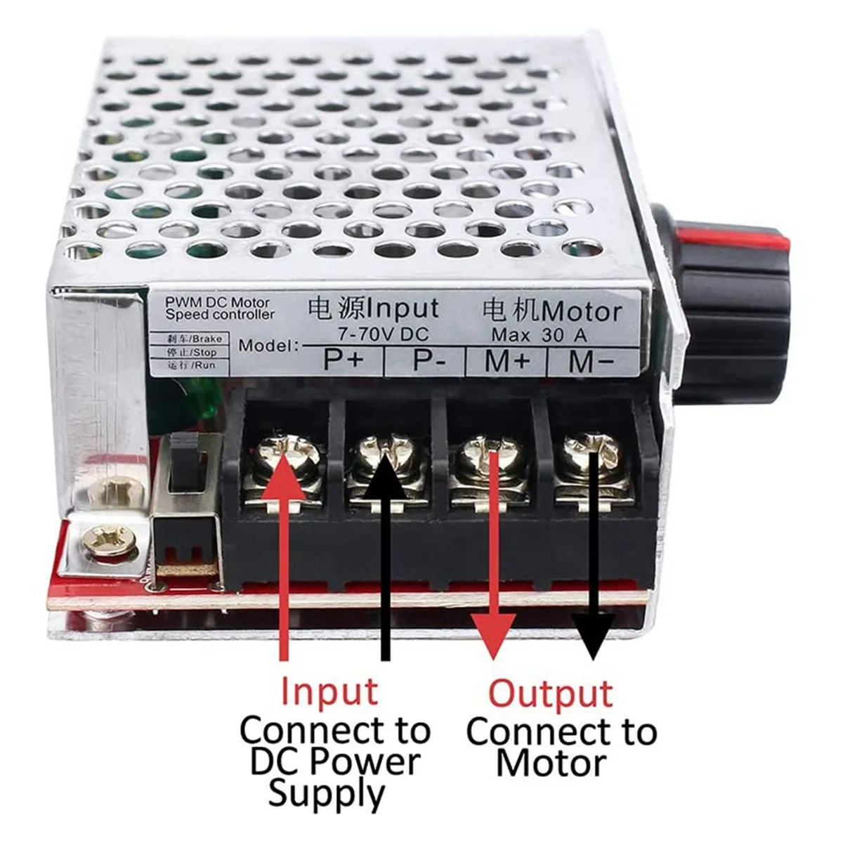 A56XQ 7-70V 30A PWM คอนโทรลเลอร์ DC มอเตอร์ควบคุมความเร็วสวิทช์ควบคุม 12V 24V 36V 48V พร้อมฟิวส์ 30 แอมป์