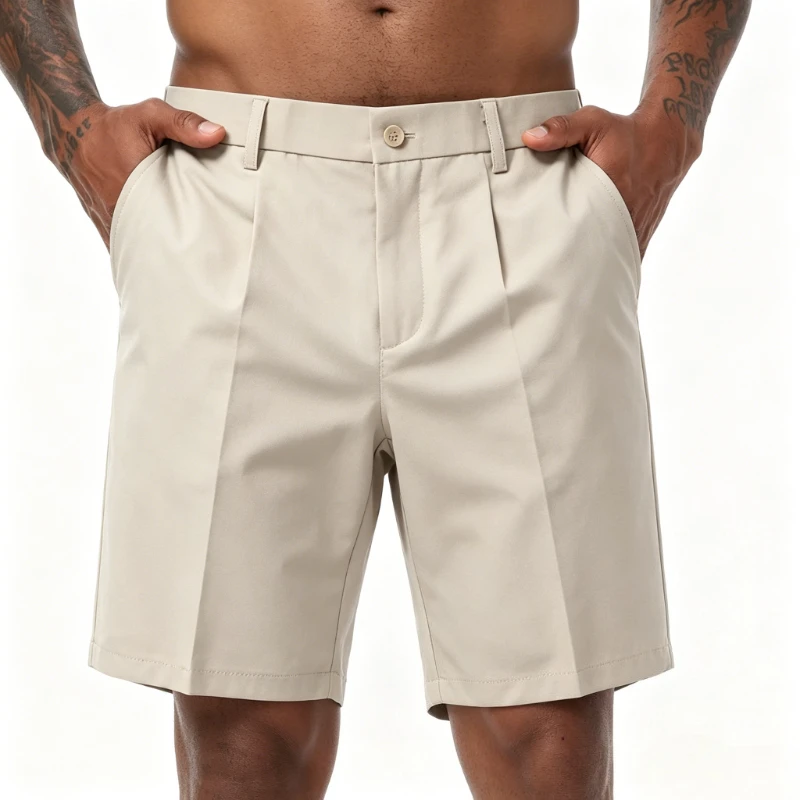 

Five-point Suit Pants Men's Summer Drape Fabric Casual 5 Points Mid Pants Wild Youth Loose White Formal Shorts Bermuda Masculina