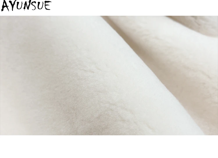 เสื้อแจ็คเก็ตหนังแท้ AYUNSUE เสื้อโค้ทขนแกะเมอริโน่สำหรับผู้หญิง เสื้อโค้ทขนสัตว์แท้ธรรมชาติ เสื้อผ้าฤดูหนาวที่อบอุ่นสำหรับผู้หญิง ปี 2025