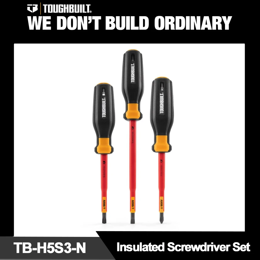 

TOUGHBUILT 3 in 1 1000V Insulated Screwdriver Set IEC/EN 60900 3PC Phillips Slotted Screwdrivers Electrician Hand Tool TB-H5S3-N