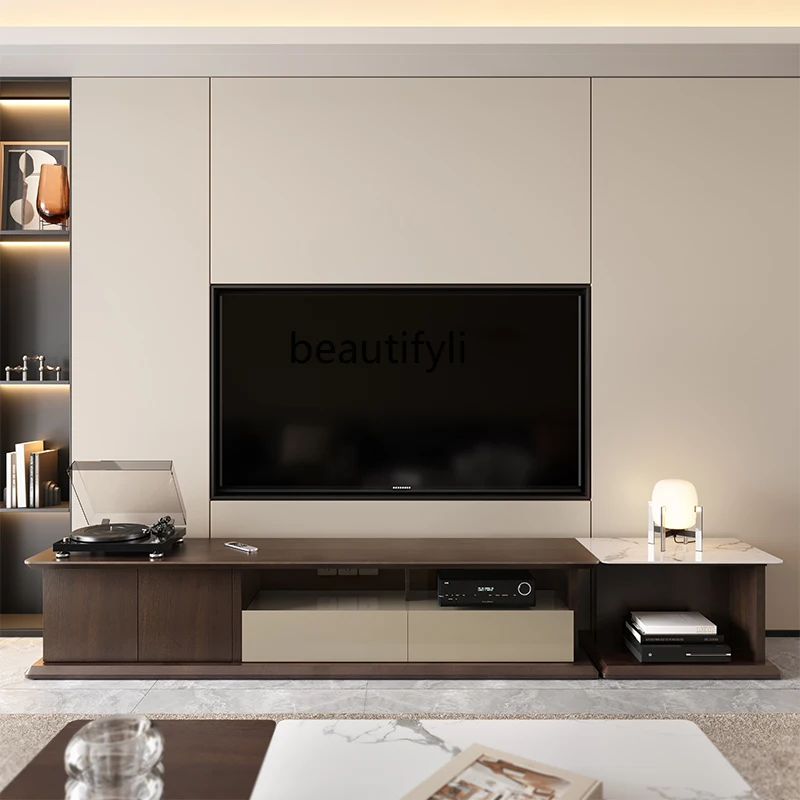 

Light Luxury TV Cabinet and Tea Table Combination Italian Modern Minimalist Living Room New Audiovisual Cabinet