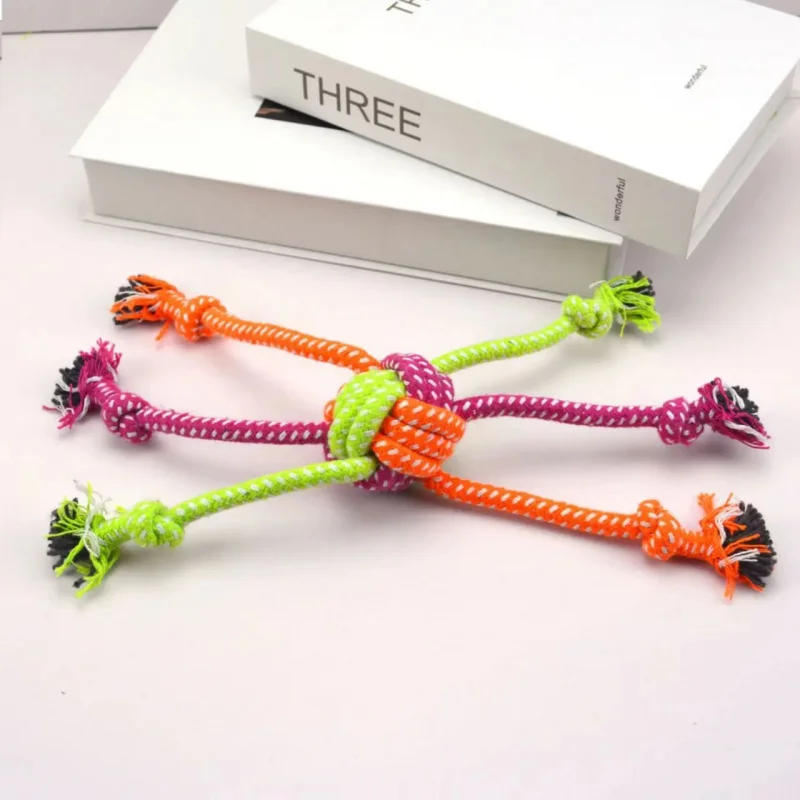 

New Pet Toy Dogs Cats Universal Durable Cotton Rope Ball Teeth Cleaning Chew Candy Colorful Balls Knot rope Dog Toys
