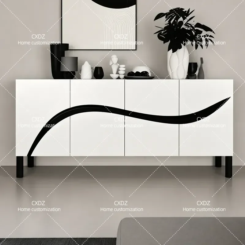 Minimalist Side Cabinet Storage Locker Quiet Wind Style Personalized Porch Cabinet with Simple Art Design Italian Paint