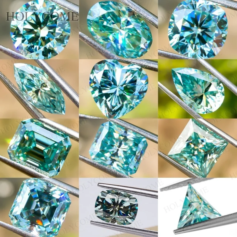 

Муассанит с бриллиантом VVS1, синий цвет морской волны, разноцветные бусины из драгоценных камней для обручальных колец, кулон, ожерелье, дизайн для изготовления ювелирных изделий