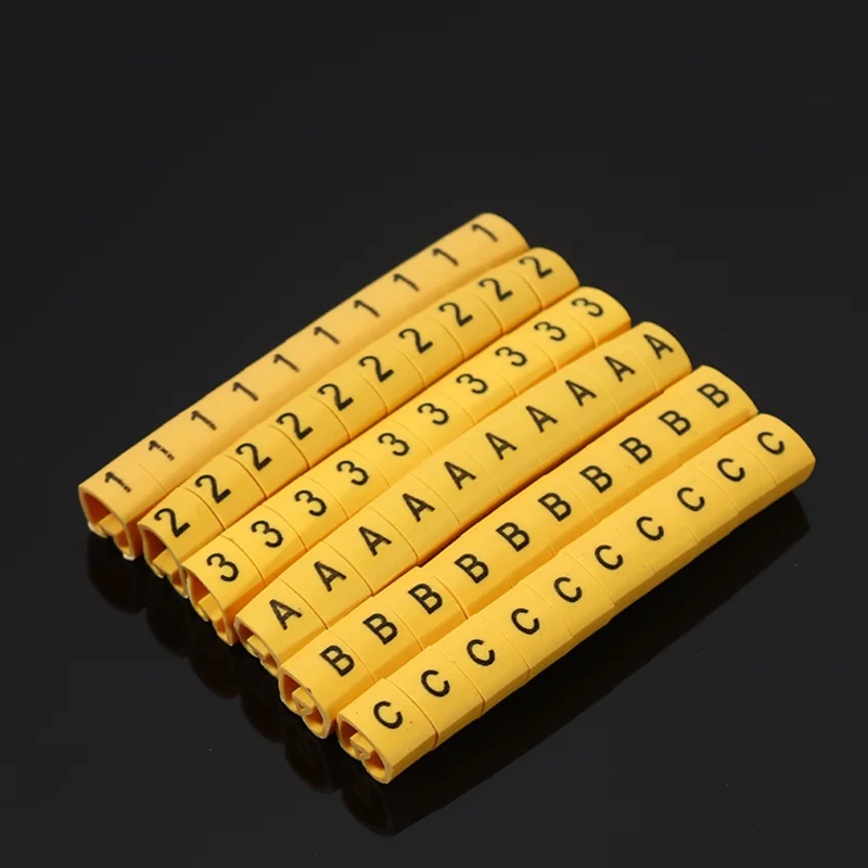 80/60/50pcs EC-3 Cable Wire Markers 0-9 A-Z Colored Numbers Letters for 16-35mm² (2-4 AWG)Wire Labels for Electrical Wiring