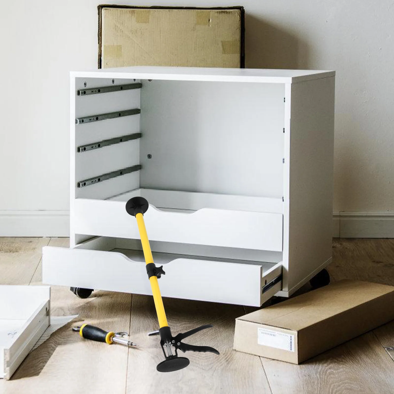 

Регулируемый телескопический опорный домкрат для шкафа, инструмент для установки дверной рамы, высокая грузоподъемность, экономия места для ванной комнаты