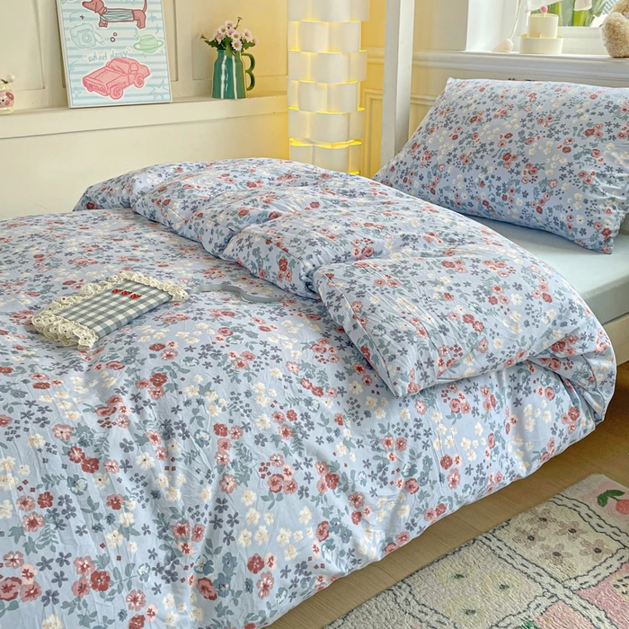 

Yungan Wrinkled Student Dormitory Washed Cotton Single Quilt Cover Simple Style Small Floral Duvet Cover Without Pillowcase