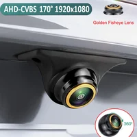 Cámara de visión trasera de coche AHD 1920x1080P 170 lente ojo de pez Full HD visión nocturna vehículo cámaras frontales de marcha atrás cableado de cabeza de aviación