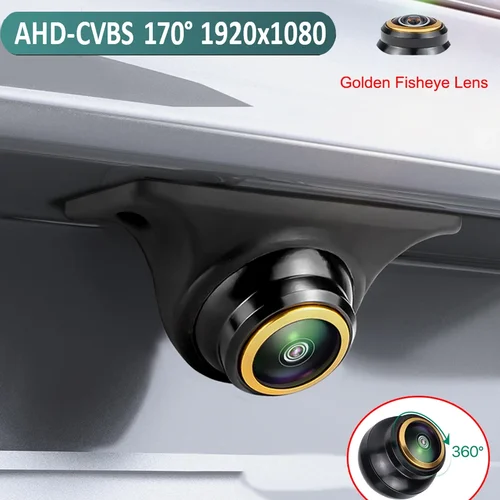 Cámara de visión trasera de coche AHD 1920x1080P 170 lente ojo de pez Full HD visión nocturna vehículo cámaras frontales de marcha atrás cableado de cabeza de aviación