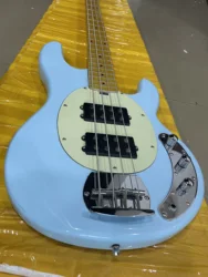 Hot Selling MusicMan Sting Ray Electric Bass Guitar Solid Body 4 Strings Light Blue Color OEM