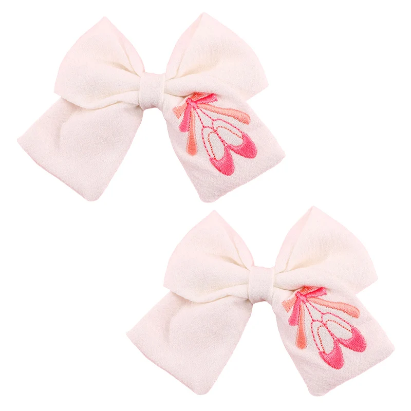 Fashion embroidery hair bow clip Pink Ballet Shoes Hairpins Handmade Ribbon Hair Pin Kids Bowknot Hairpins Hair Styling Tools