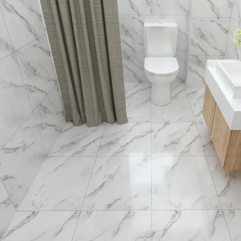 12pcs PVC Wall Sticker Thick Self Adhesive Tile Floor Sticker Marble Bathroom Ground waterproof Wallpaper Bedroom Furniture Room