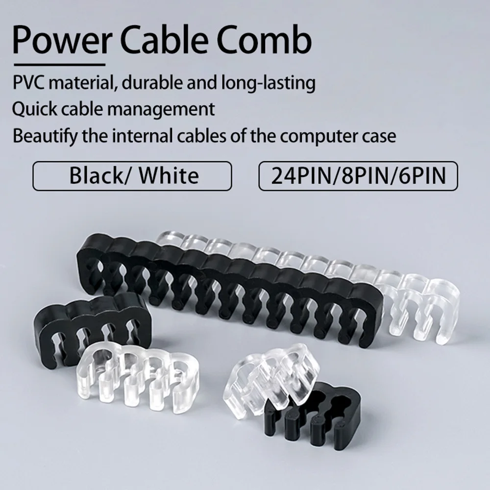 24Pcs Cable Comb Set for 3mm PC Power Cables Cable Management Organizer Wire Comb 6/8/24 Pin for Motherboard CPU GPU