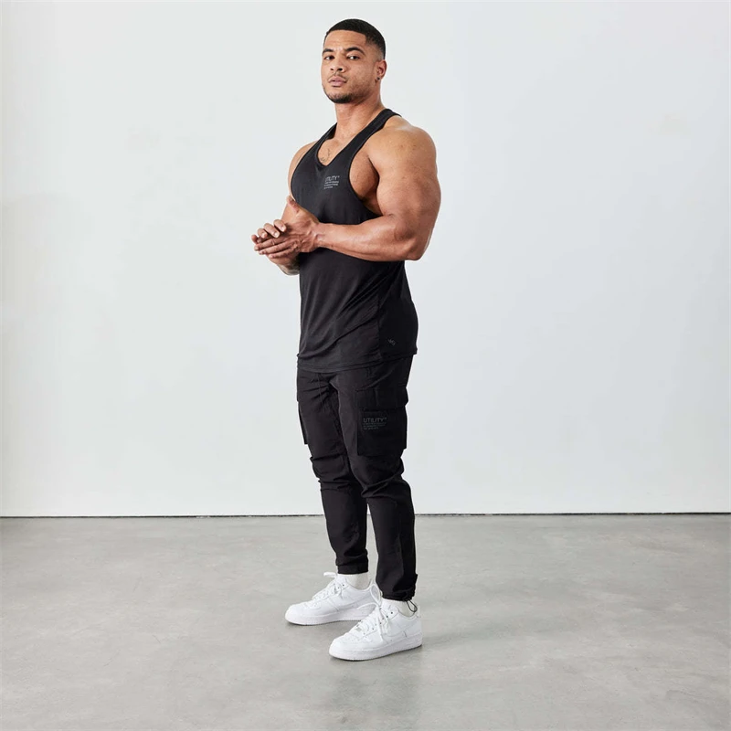 Summer Men\'s Sports Fitness Tank Top Jogger Gym Running Training clothing Sleeveless T-Shirt Quick Breathable Elastic Vest