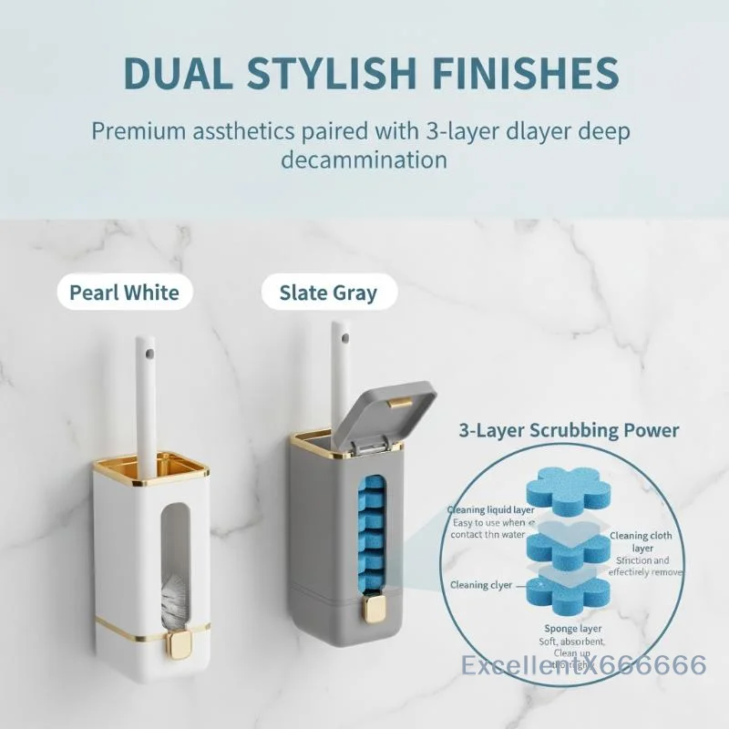 Disposable Toilet Brush 6/12 Pcs Antibacterial Pre-Loaded Refills Water Soluble Refills for Home Bathroom Toilet Care