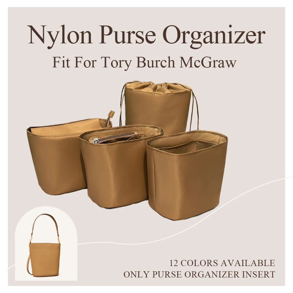 

Nylon Purse Organizer Insert Fit for Tory Burch McGraw Bucket Bag Cosmetics Inside Bag Insert Lightweight Inner Liner Bag In Bag