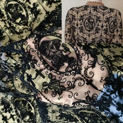 2 Yards/Batch of Gothic Lolita Skirt Fabric Flocking Mesh High Quality women's Clothing Fabric Decoration Hand Sewing DIY