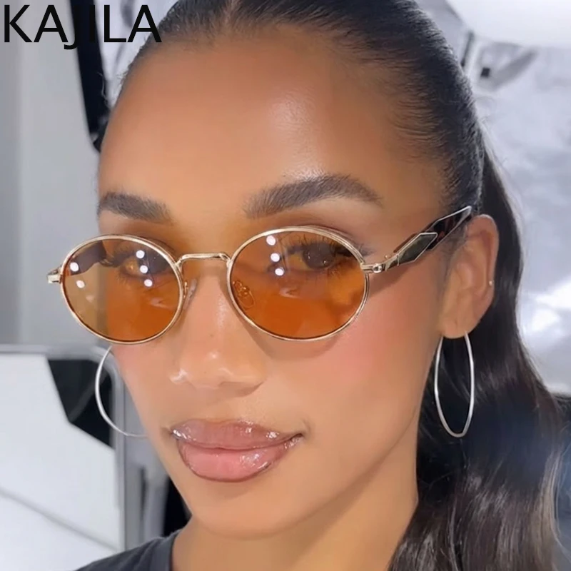 

Small Frame Oval Metal Frame Punk Sunglasses Women 2025 Luxury Brand Round Sun Glasses For Ladies Vintage Eyewear Shades UV400