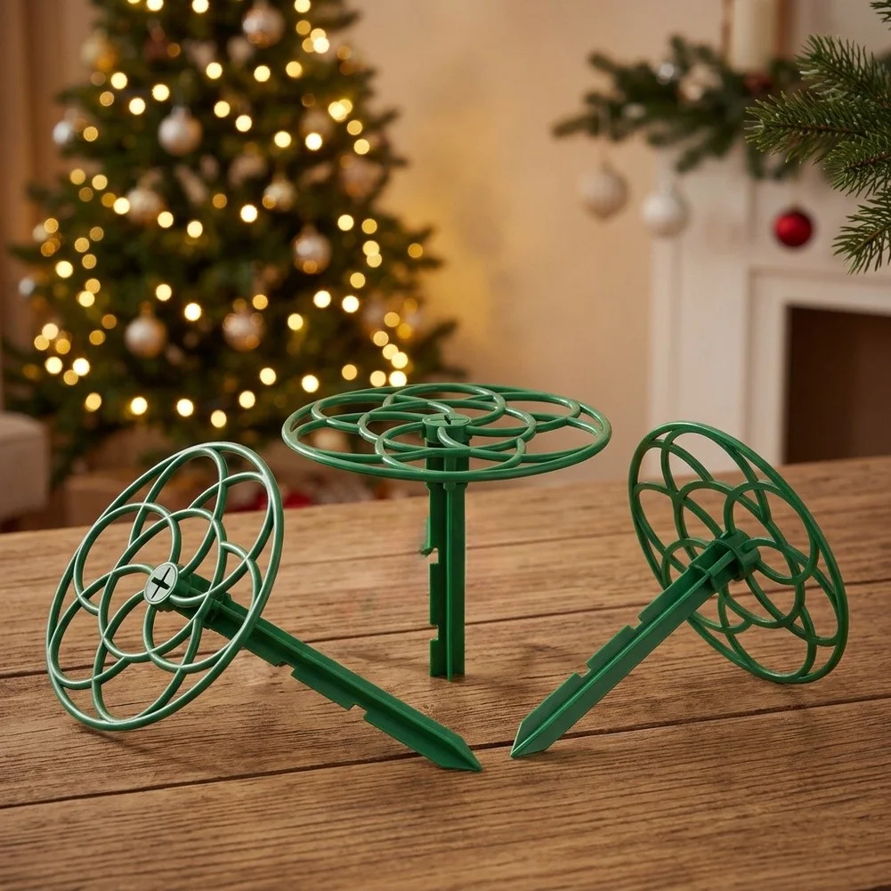 Christmas Tree Crown Holder Adjustable For Stabilizer Kit 15cm 19cm 23cm Green Plastic Support Rod For Holiday Decor Ornaments