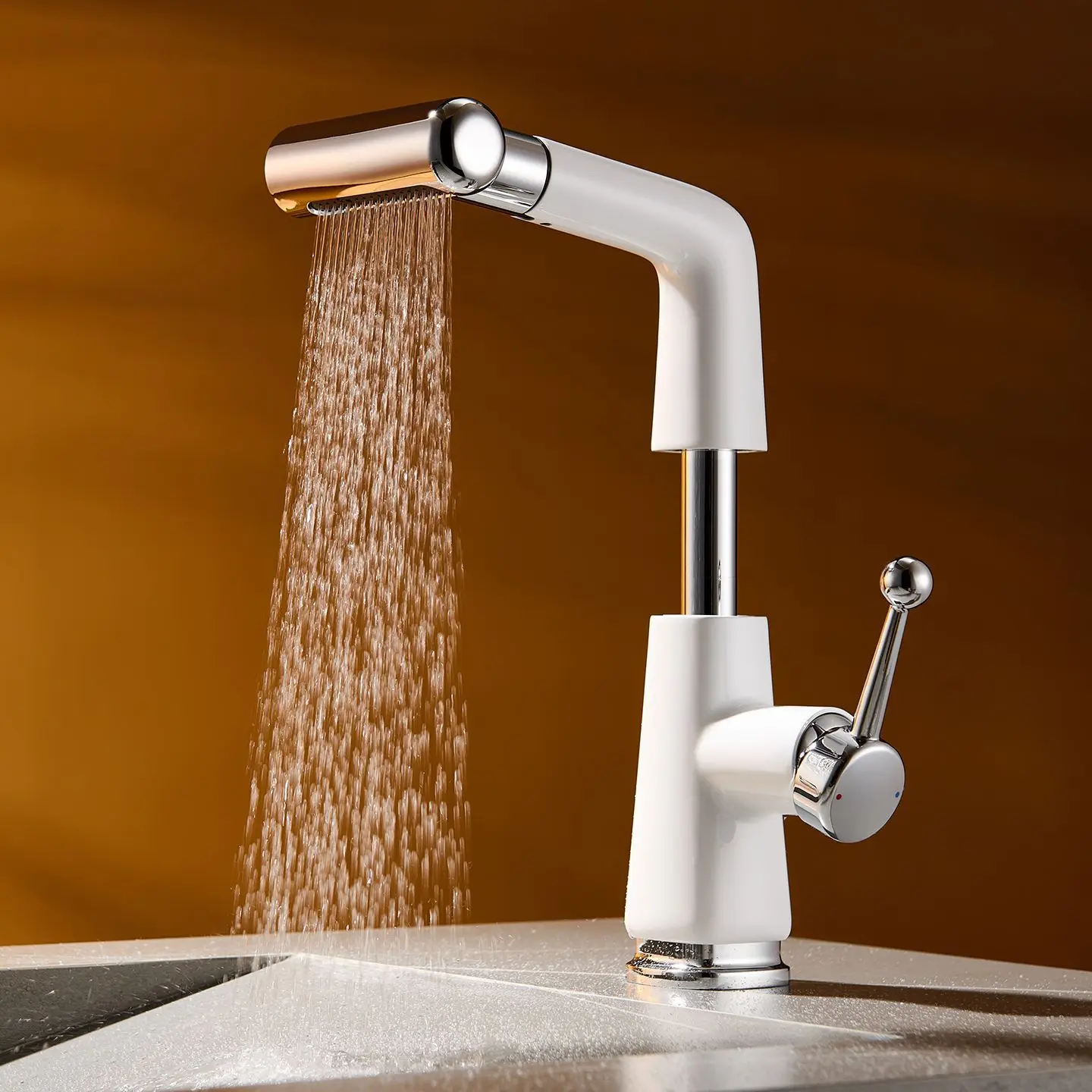 Lift and Pull-out Basin Faucet Bathroom Cabinet Hot/Cold Washbasin Multi-Function Faucet Rotate to Switch Water Mode