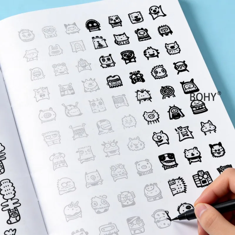 1 Drawing Coloring Book Including Theme Black and White Line Drafts Such As Dessert Cakes, Small Animals, Funny Monsters 40 Page
