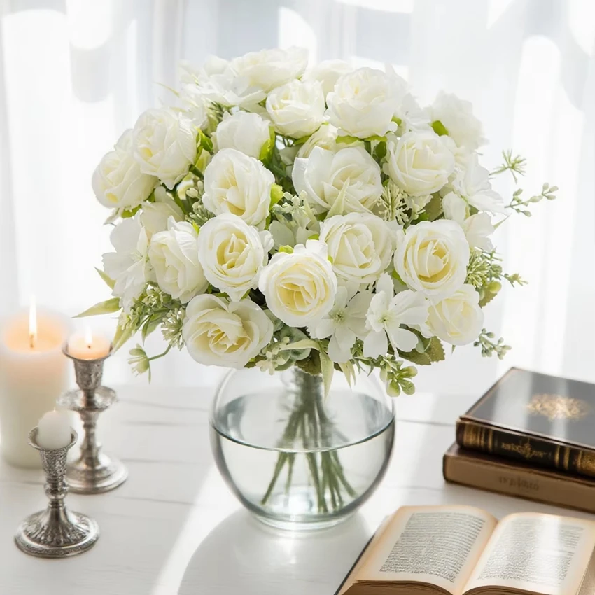 

10Pcs Artificial Flowers Embroidered Ball Wedding Home Room Table Festival Decor Bridal Bouquet Outdoor Yard Garden DIY Gift Box