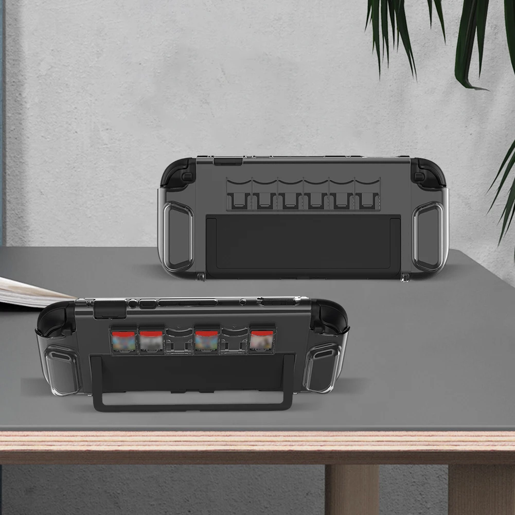 حافظة شفافة لجهاز نينتندو لـ Switch 2 غطاء حماية مع 6 فتحات لبطاقة الألعاب وغطاء حماية وملحقات حافظة وحدة التحكم في الألعاب