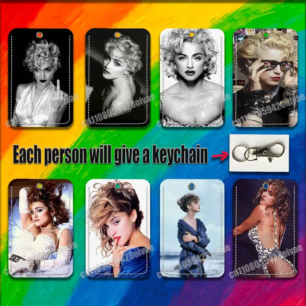 

M-Madonna Like a Virgin For ID Clips Credit Bank Bag Bus Meal Card Holder Cover Pocket Decoration Keychain