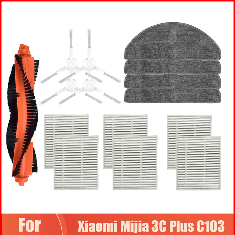 Mop Cloth Rags Hepa Filter Accessories For Xiaomi Mijia 3C Plus C103 Robotic Vacuum Cleaner Parts Roller Side Brush Replacement