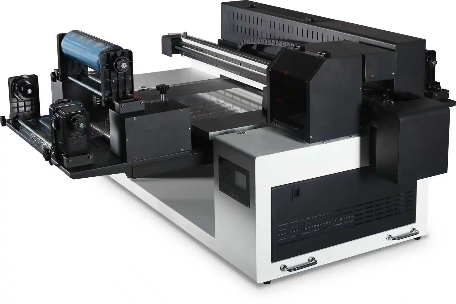 5060 UV Flatbed Printer High Efficiency UV Printer  6 Colors CMYK+W+V Ultra-light Printhead i3200HD Head