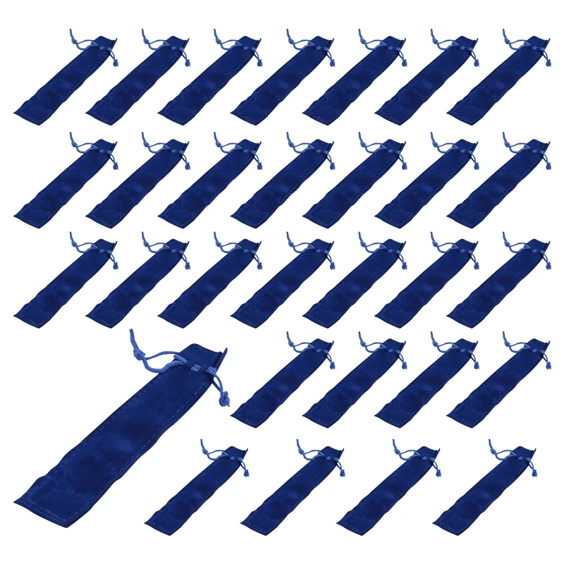 50 Uds. Estuche para bolígrafos de terciopelo azul, funda para bolígrafo individual, estuche para lápices