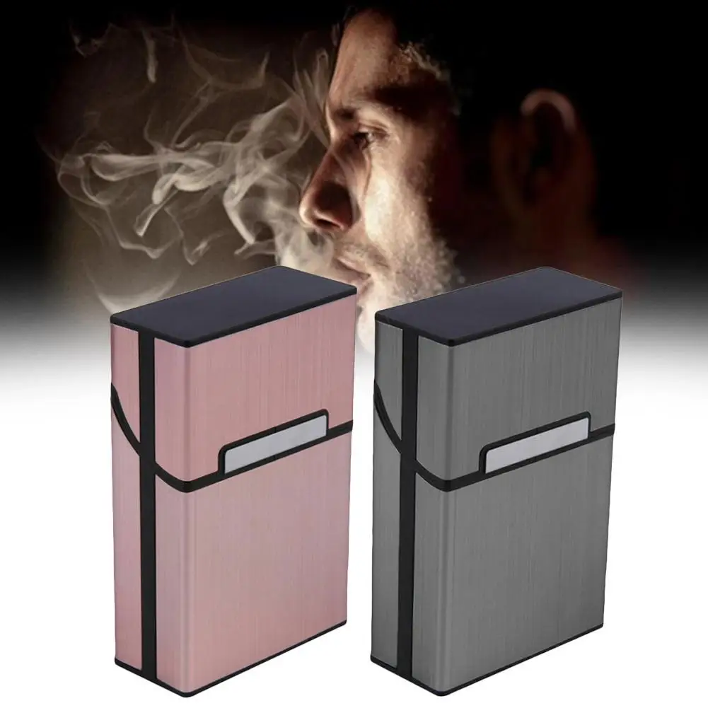 Brushed Aluminum Cigarette Case - 20 Capacity Elegant Metal Holder for Men, Bulk Pack of Gentleman's Smoking Accessories