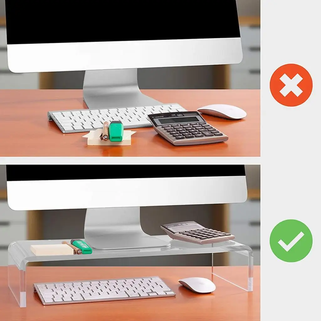 

Acrylic Computer Monitor Riser Desktop Stand Screen LCD LED TV, Laptop/Notebook