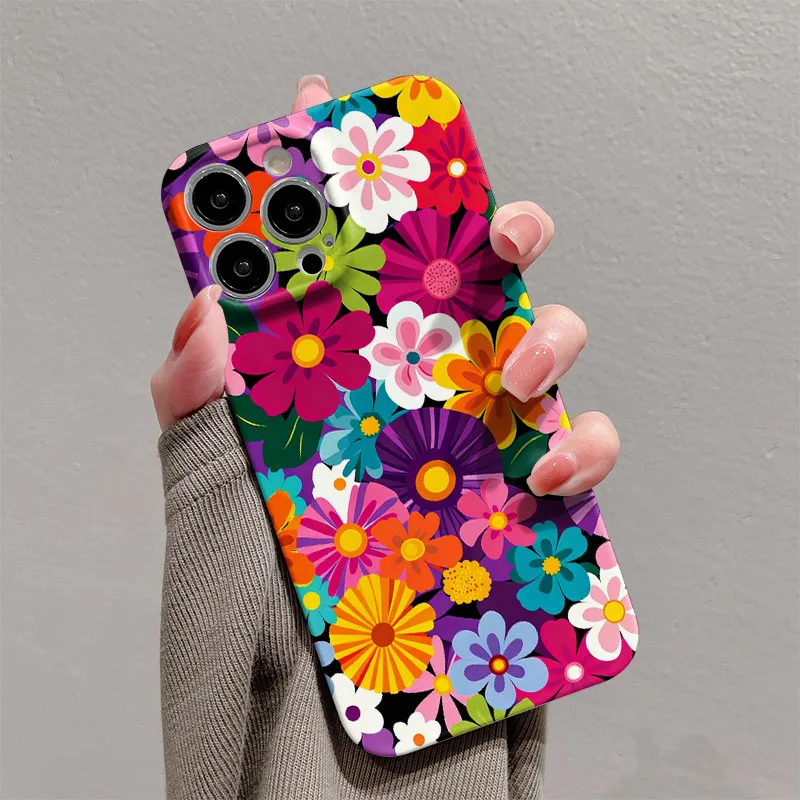 Bunte Retro-Blumen Glänzende Folie Harte PC-Handyhülle für Xiaomi Redmi Note 15 13 12S 12 11S 11 10 9 Pro Plus Max 4G 5G – Detail 5