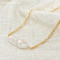 14K Gold Filled Natural Baroque Pearls Necklace Vintage Choker Handmade Pendants Boho Gold Jewelry Tarnish Resist Necklace