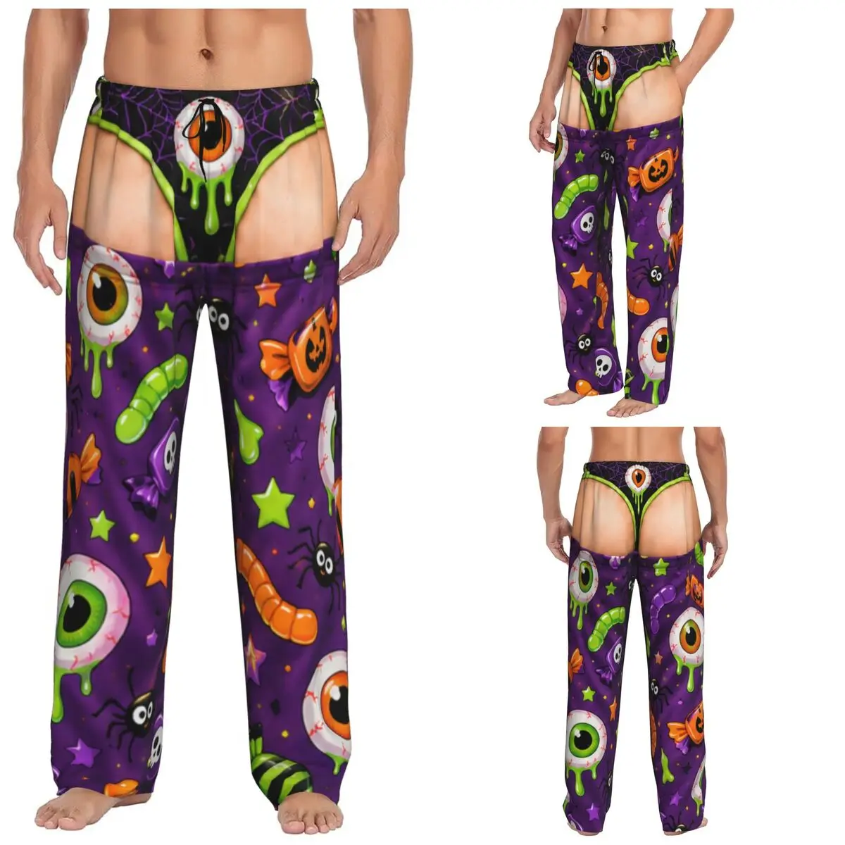 Sexy Halloween Spider Gothic Raven Witchy Zombie Pumpkin Apparel Men's Comfy Pajama Pants Pants Bottoms Wide Leg Lounge Pant