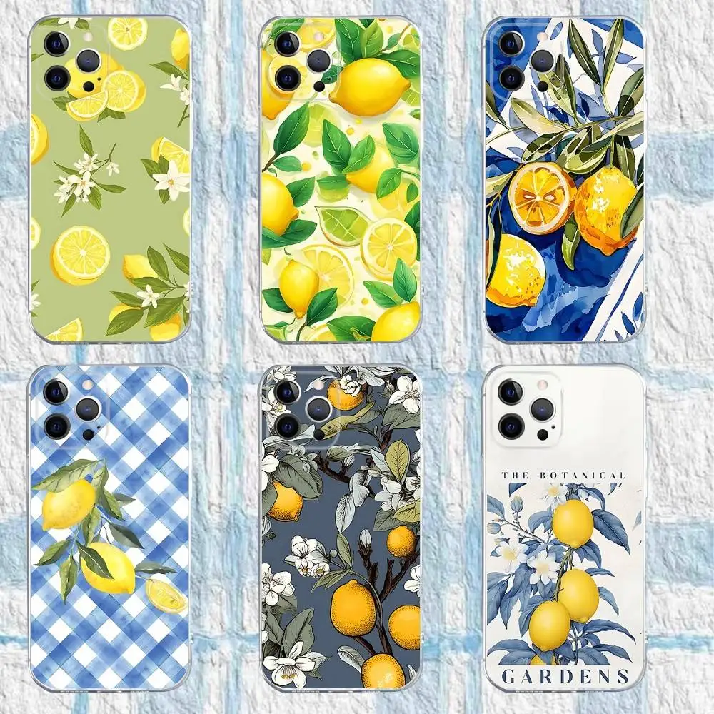 

Fruit Lemon Art Pattern Phone Case For iPhone 16,15,14,13,12,11 Pro,Max,Plus,X,XS,XR,SE,Mini Transparent Silicone Soft