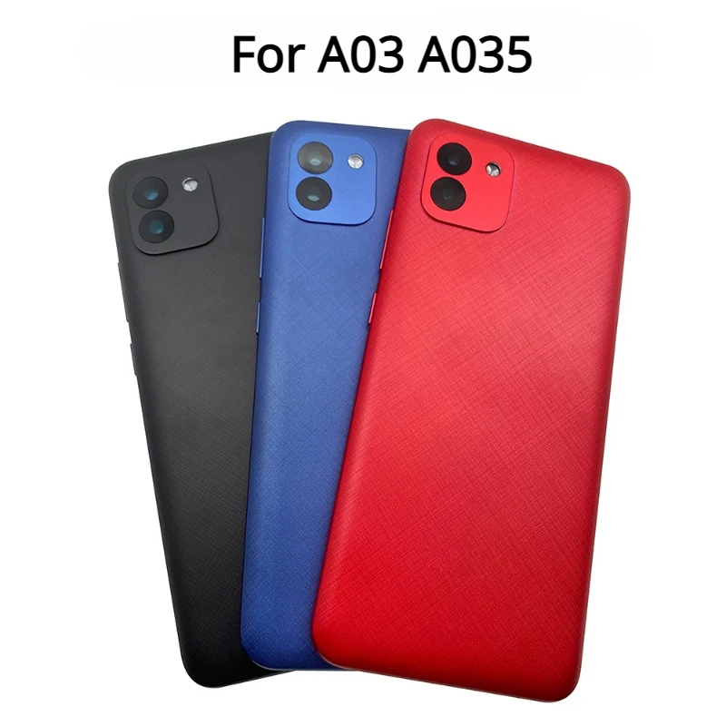 

Задняя крышка для Samsung Galaxy A03 A035 SM-A035F SM-A035F/DS Крышка батарейного отсека задняя крышка с объективом камеры + боковые кнопки