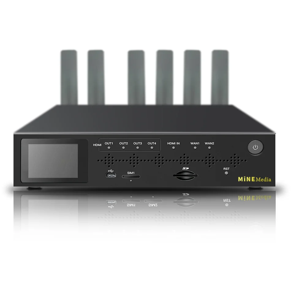 

Декодер склеивания 4K 5G, поддержка синхронизации рамы SRT RTMP, удаленное производство, режим разделенного экрана, шахтная среда A318H