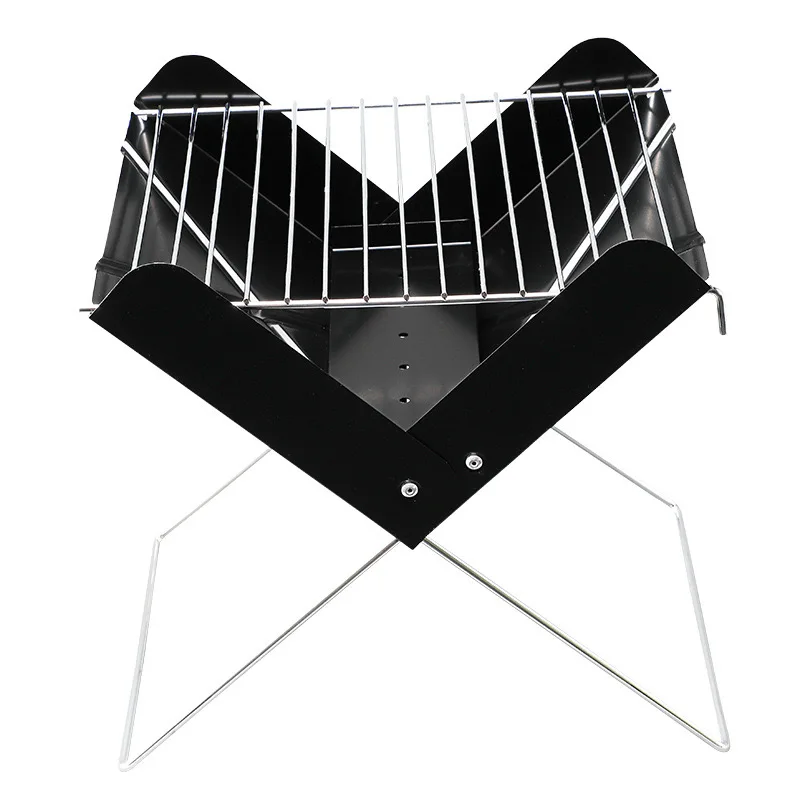 Portable Folding BBQ Grill Multifunction Camping Barbecue Grill Stove Rack Net Firewood Stove Stainless Steel BBQ Grill Charcoal