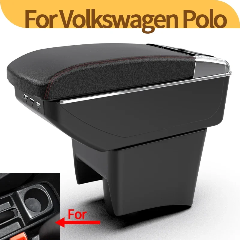 

For Volkswagen POLO Mk5 6R Vento car armrest interior modification center console double-layer storage box USB car accessories