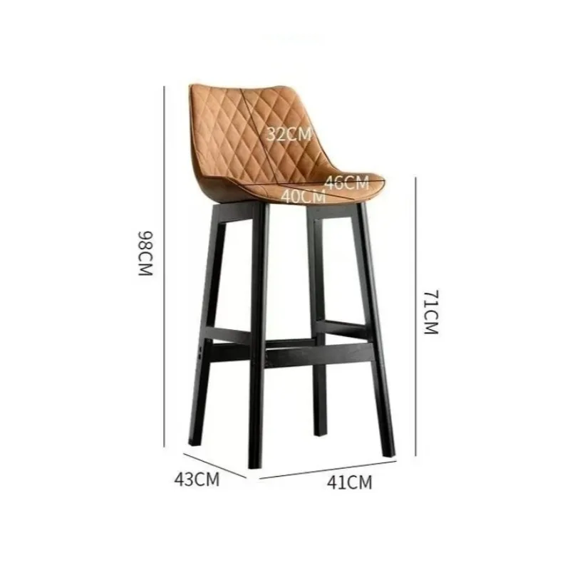 Bar Furniture Solid Wood Frame High Bar Stool Chair with Back Bar Chair Nordic Luxury Backrest Solid Wood Bar Chair كرسي Sillas