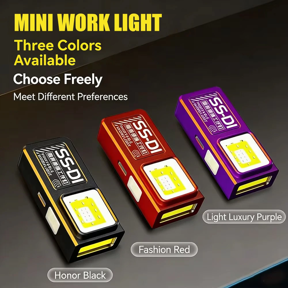 LED COB Mini Flashlight USB Rechargeable Lamp Torch Portable Working Light with Magnet Outdoor Emergency Hiking Camping Lantern